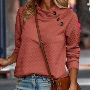 SHEIN Quilted Button-Detail Popover Jacket